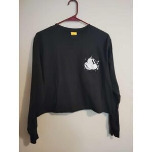 Disney - Mickey Mouse Pocket - Women's Crop Shirt Long Sleeve Black Size Small